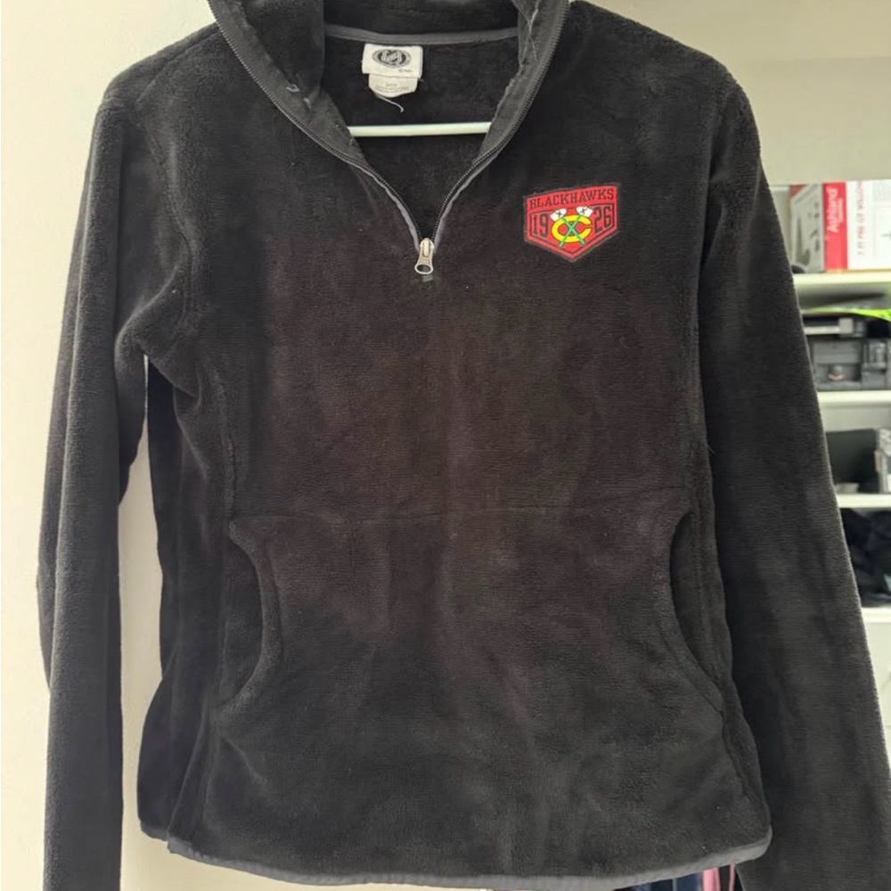 Chicago Blackhawks Black Quarter-Zip Fleece Pullover